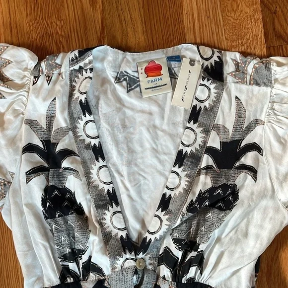 Anthropologie Farm Rio Puff Sleeve Jumpsuit Size Medium NWT - Picture 7 of 15